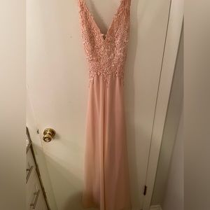 Lulus light, pink lace, sheer, bridesmaids, dress, size medium